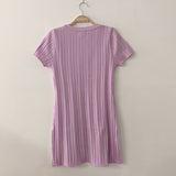 半袖リブニットワンピース