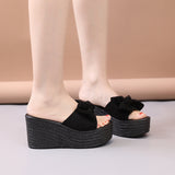 ウェッジソールリボンサンダル