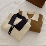 ボタンカラーリブトップス