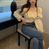 ギャザーパフブラウス