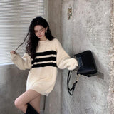 ストライプアクセントオーバーニット