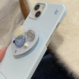 【iPhone17対応】ハートビジューアクセントiPhoneケース