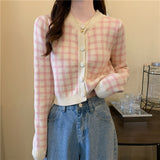 カラーギンガムショートカーディガン