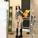 モノクロボーダーベスト&レイヤードスカートSET