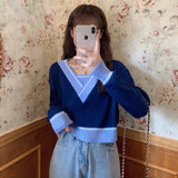 クロスネックニットトップス