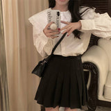 フリルカラーエレガントブラウス&スカートSET