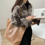 ブラウンカラーチェックシャツ