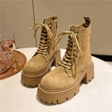 スウェードレースアップショートブーツ