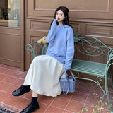 バックリボンニット&ロングワンピースSET