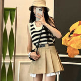 モノクロボーダーベスト&レイヤードスカートSET