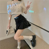 Wポケットプリーツデニムスカート