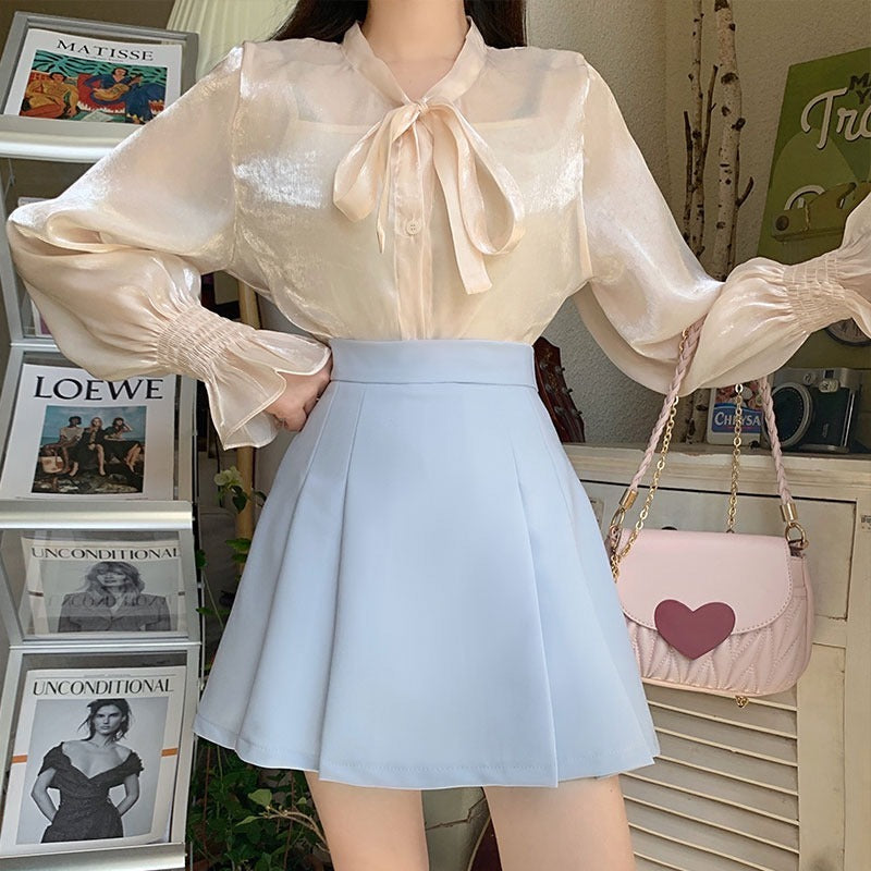 センターワイドプリーツスカート