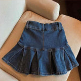 プリーツデニムミニスカート