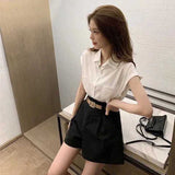 ワンカラーノースリーブシャツ&ハーフパンツSET