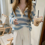 ボーダーリラックスポロニット