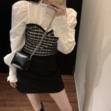 フリルネックビスチェ&タイトスカート