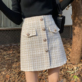 ツイードボタンスカート