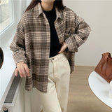 ブラウンカラーチェックシャツ