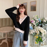 クロスネックニットトップス