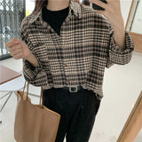 ブラウンカラーチェックシャツ