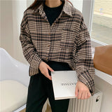 ブラウンカラーチェックシャツ