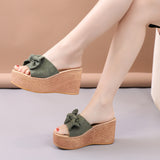 ウェッジソールリボンサンダル