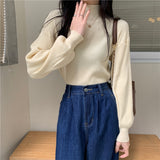 ハイネックシンプルリブトップス