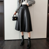 レザーフレアミモレスカート