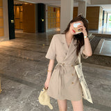 ジャケット風サテン半袖ワンピース