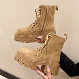 スウェードレースアップショートブーツ