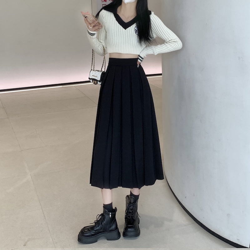 シンプルロングプリーツスカート