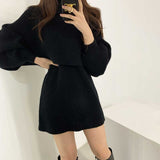 クロップドニット&ワンピースSET