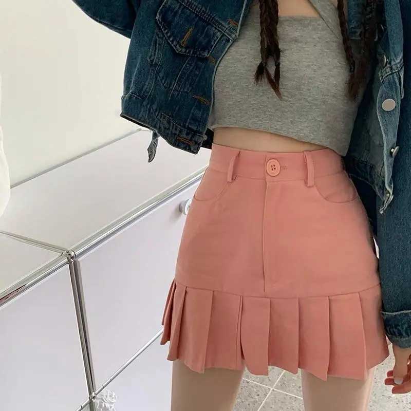 カラープリーツミニスカート