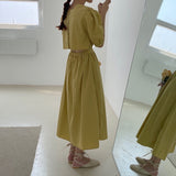 バックオープンパフワンピース