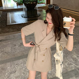 ジャケット風サテン半袖ワンピース