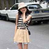 モノクロボーダーベスト&レイヤードスカートSET