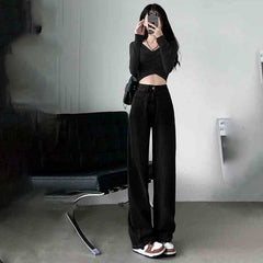 ハイウエストカジュアルストレートデニム