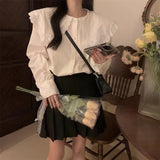 フリルカラーエレガントブラウス&スカートSET