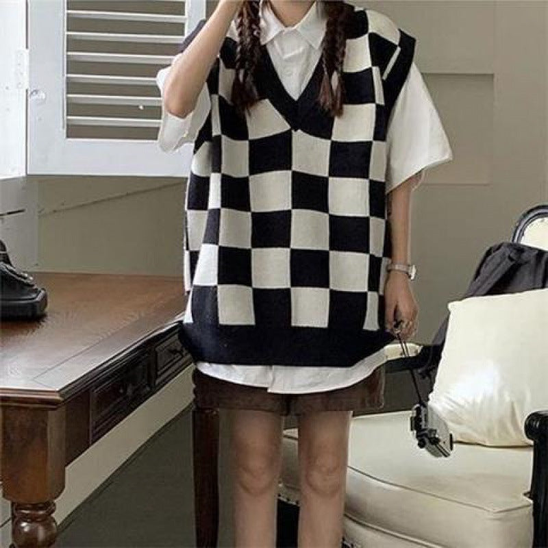 チェッカーズニットベスト