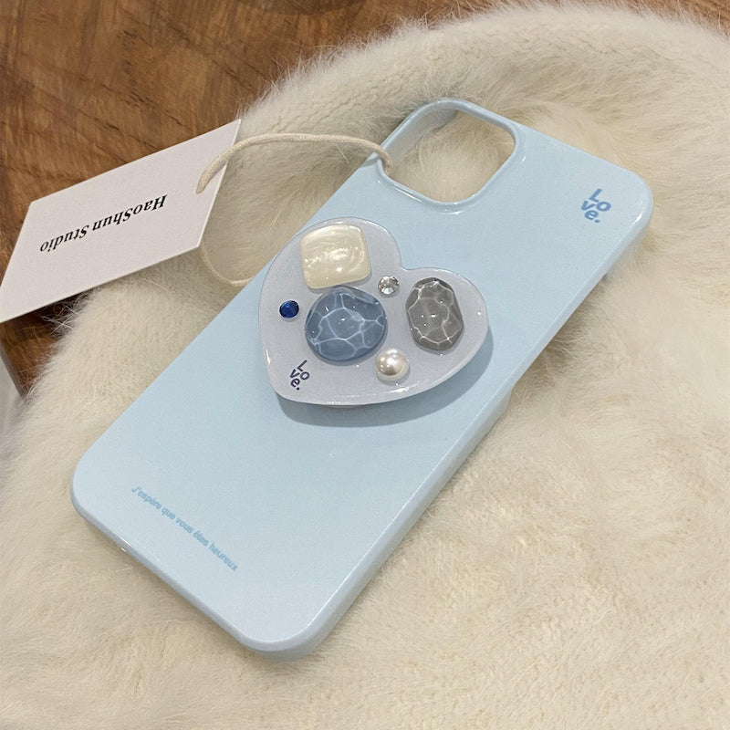 【iPhone17対応】ハートビジューアクセントiPhoneケース