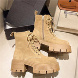 スウェードレースアップショートブーツ