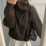 ハーフジップリブニット