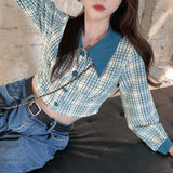 アクセントチェックデザイントップス