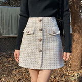 ツイードボタンスカート