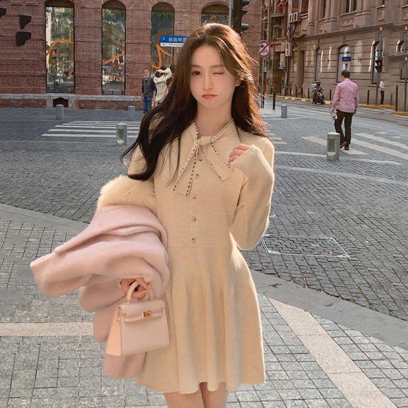 ボウタイリボンニットワンピース