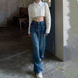 スムースダメージワイドデニム