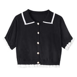 バイカラーショートフリルカーディガン