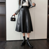 レザーフレアミモレスカート