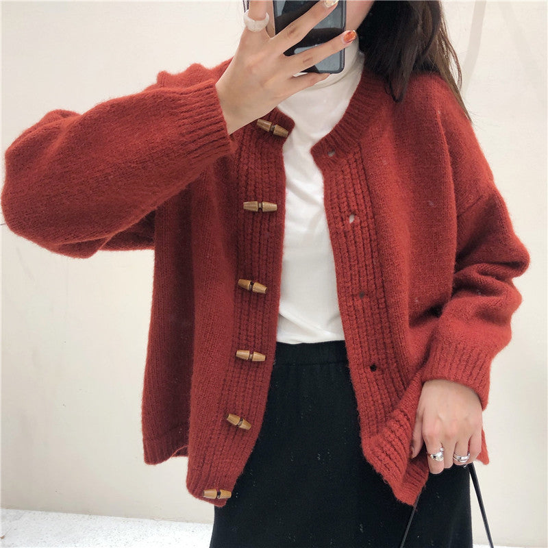 トグルボタンニットアウター