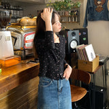 プチフラワースクエアネックカーディガン